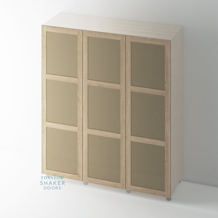 OAK, 3 Panel Shaker Rattan Wardrobe Door - Foxstow