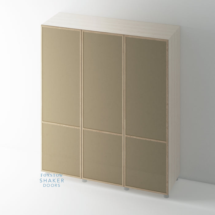 OAK, Slimline Shaker 2 Panel Wardrobe Door with RATTAN - Foxstow