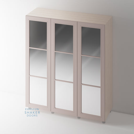 Painted, 3 Panel Mirrored Shaker Wardrobe Door - Foxstow