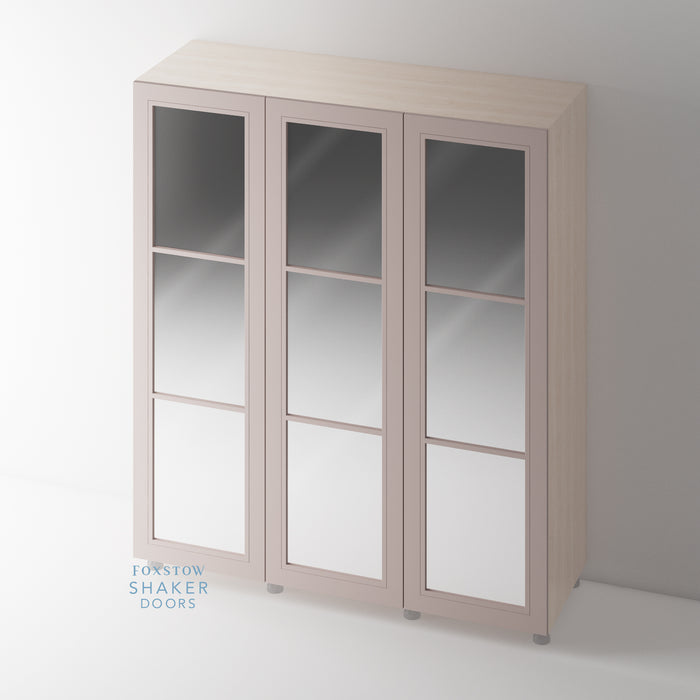 Painted, 3 Panel Mirrored Shaker Wardrobe Door - Foxstow