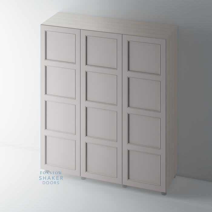 Painted, 4 Panel Shaker Wardrobe Door with STAFF BEAD Mouldings - Foxstow