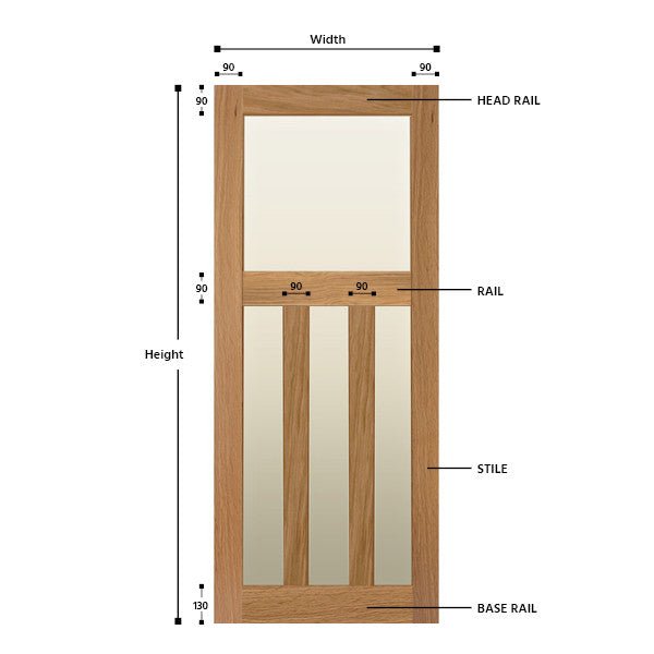 Glazed 1930's Solid Oak Door - Foxstow