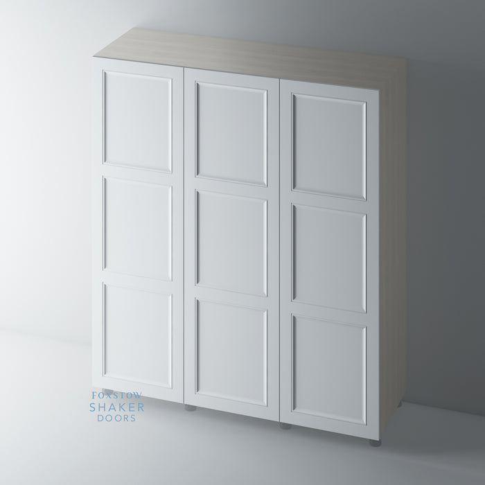Primed, 3 Panel Shaker Wardrobe Door with OGEE Mouldings - Foxstow