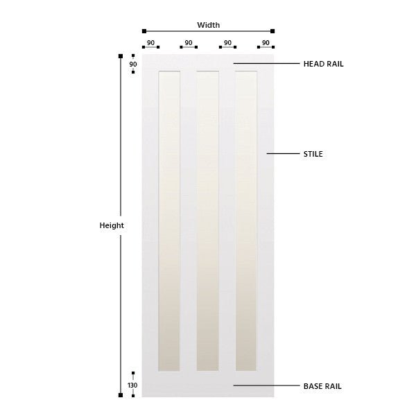 Glazed 3 Vertical Panel Hardwood Shaker Door - Foxstow