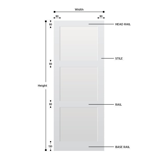3 Panel Primed Hardwood Shaker Door - Foxstow