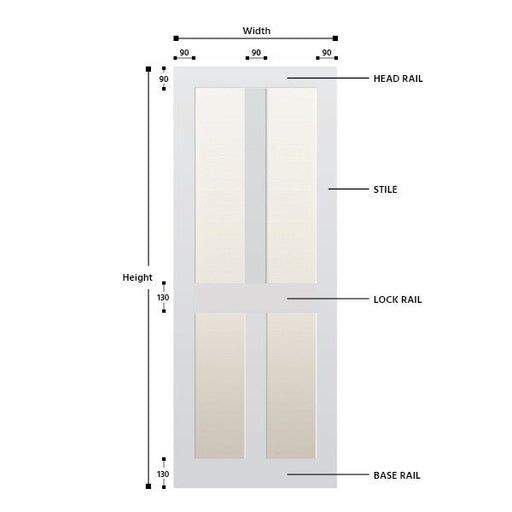 Glazed 4 Vertical Panel Hardwood Shaker Door - Foxstow