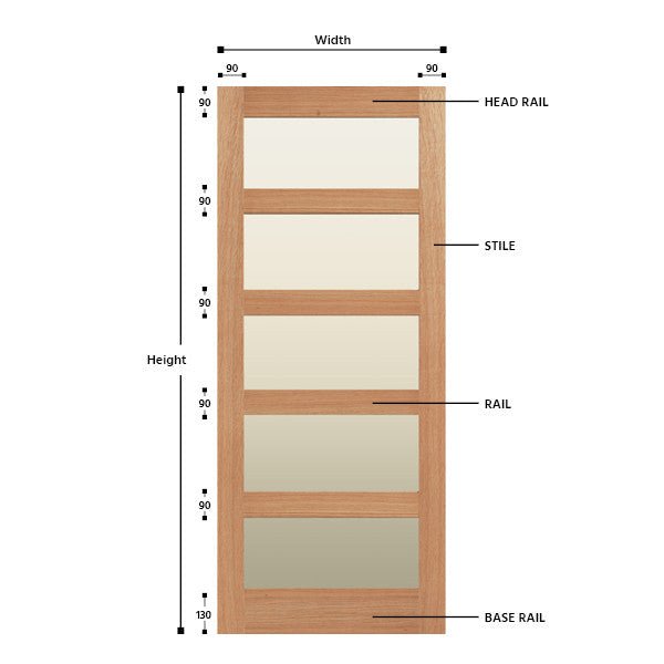 Glazed 5 Panel Solid Oak Shaker Door - Foxstow