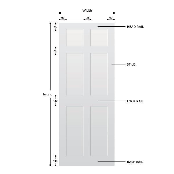 6 Panel Primed Hardwood Shaker Door - Foxstow