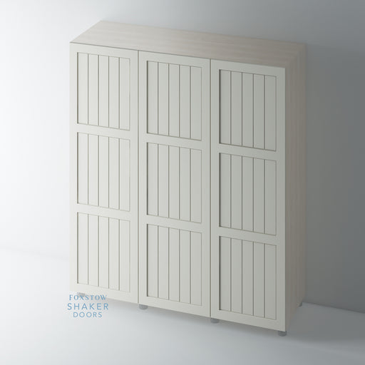 Painted, 3 Panel Tongue & Groove Shaker Wardrobe Door - Foxstow