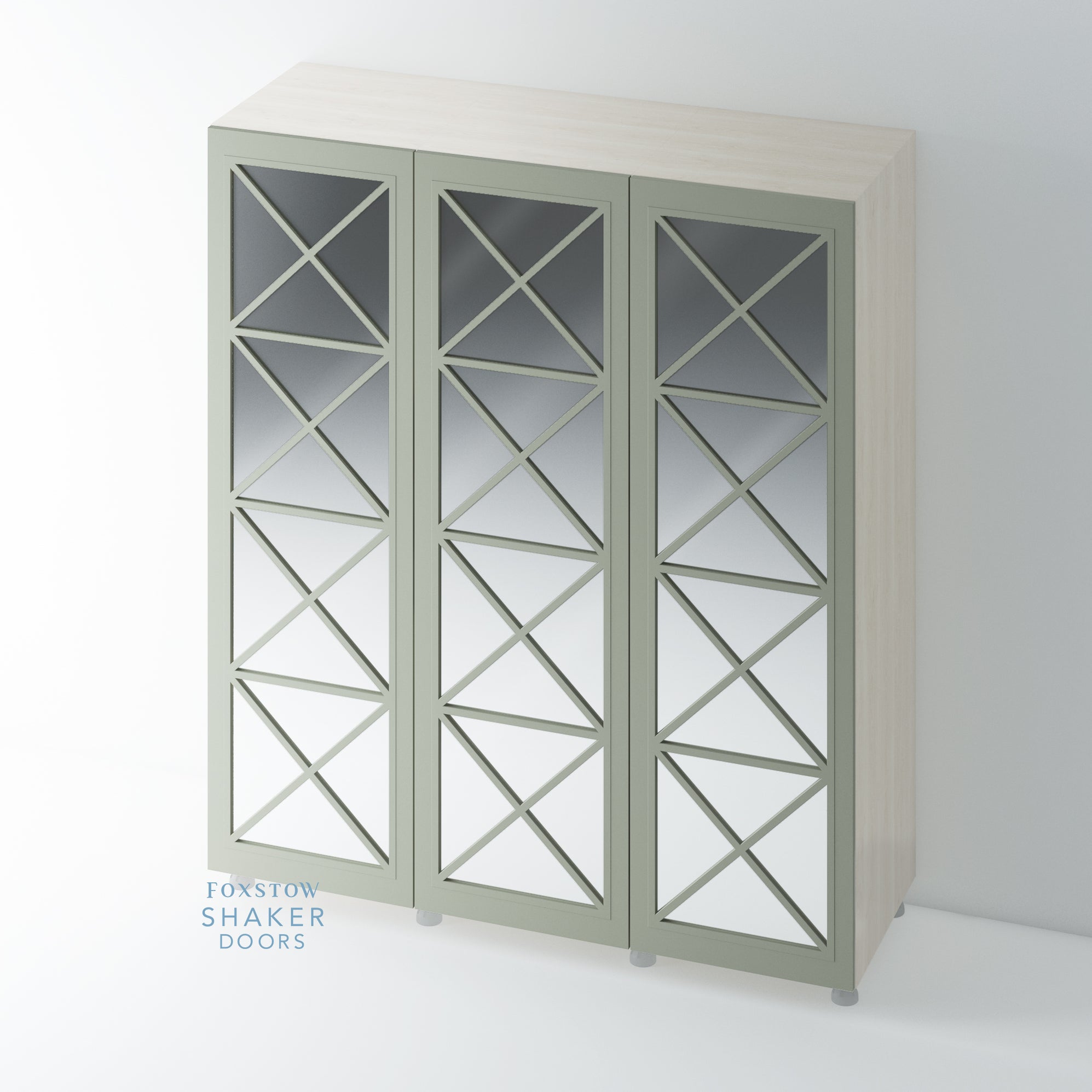 Beautiful Shaker Triangle Fret Mirror Wardrobe Door for IKEA PAX — Foxstow