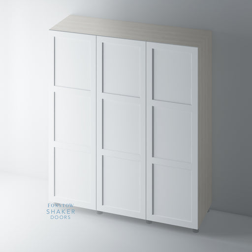 Primed, 3 Panel Shaker Wardrobe Door - Foxstow